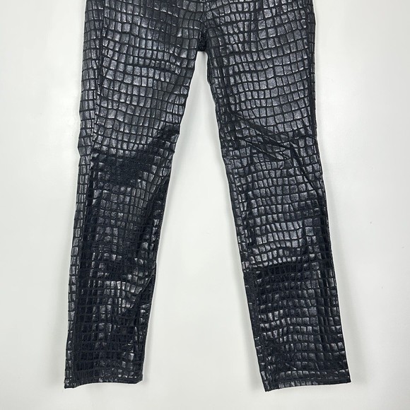 Good American Women's High Rise Good Straight Leg Jeans in Black Croc Size 2/26 - Picture 4 of 9